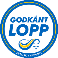 Logotypen för Svenska Friidrottsförbundets kvalitetsstämpel Godkänt lopp